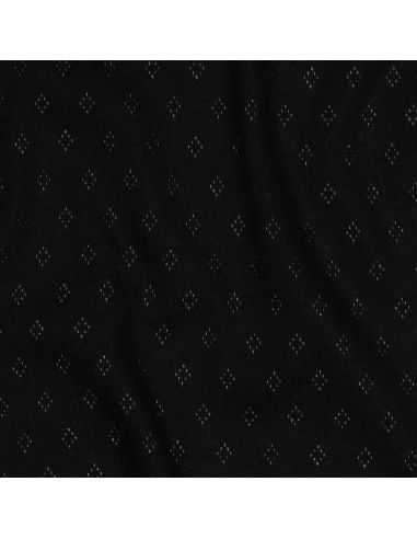 Tecido jersey malha pointelle - Preto