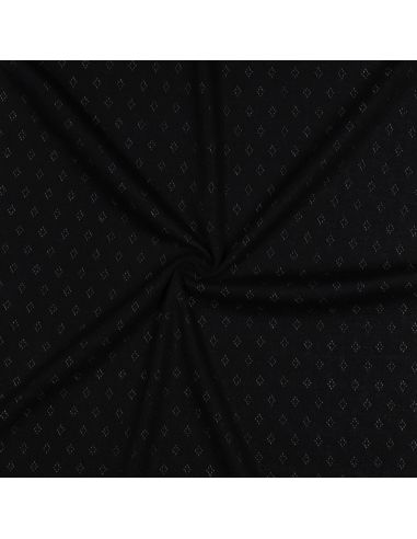Tecido jersey malha pointelle - Preto