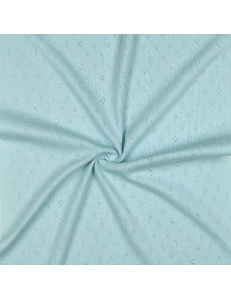 Tecido jersey malha pointelle - Azul claro