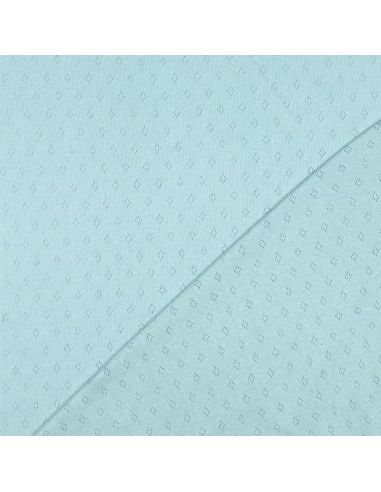 Tecido jersey malha pointelle - Azul claro