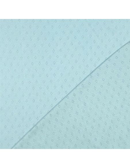 Tecido jersey malha pointelle - Azul claro