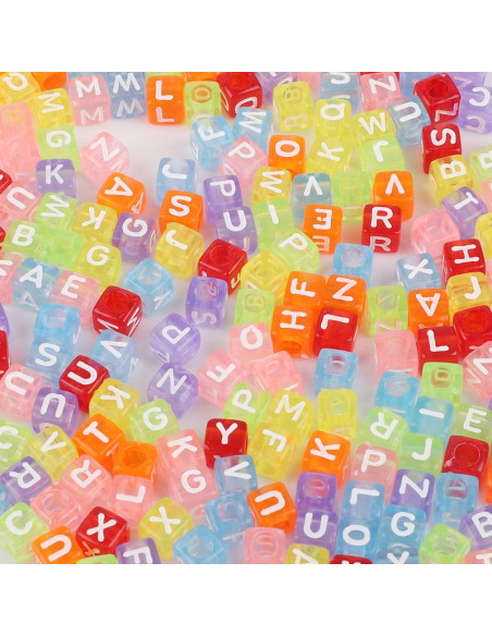 Saco de 100 contas quadradas coloridas - Letras brancas