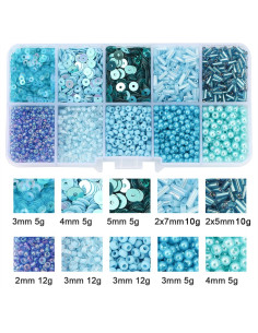 Caixa de 80 g de missangas e lantejoulas - Azul