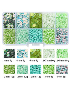 Caixa de 80 g de missangas e lantejoulas - Verde claro