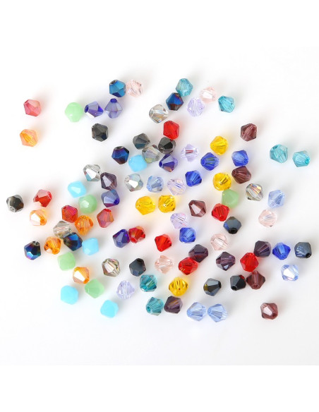 Saco de 100 contas facetadas de cristal 4 mm - Multicolorido