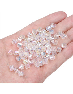 Saco com 10 contas de cristal diamante 8x6 mm