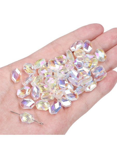 Saco com 5 pérolas de cristal diamante 12x8 mm