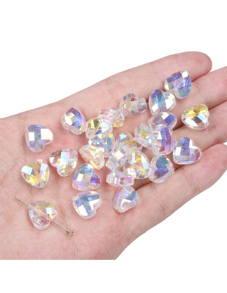 Pacote de 4 pérolas coração de cristal 12 mm