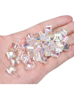 Saco com 5 contas de cristal em forma de diamante quadrado de 10 mm