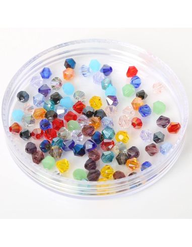 Saco de 100 contas facetadas de cristal 4 mm - Multicolorido