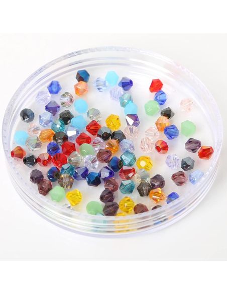 Saco de 100 contas facetadas de cristal 4 mm - Multicolorido