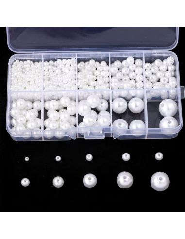 Caixa com 800 pérolas nacaradas - Branco