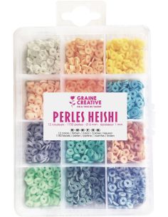Caixa de 1750 contas Heishi - Pastel