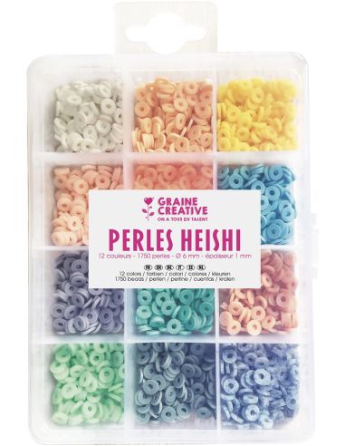 Caixa de 1750 contas Heishi - Pastel