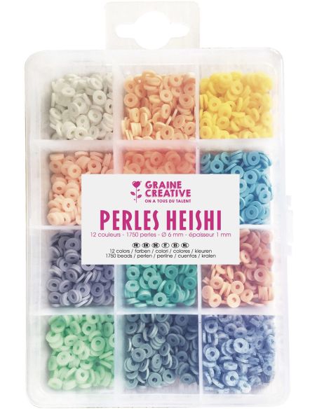 Caixa de 1750 contas Heishi - Pastel