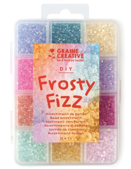 Conjunto de 12 cores de missangas de vidro 2 mm - Frosty Fizz