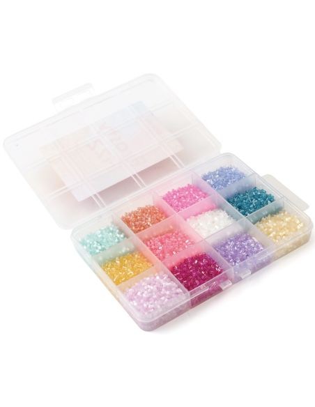 Conjunto de 12 cores de missangas de vidro 2 mm - Frosty Fizz