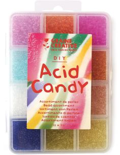 Conjunto de 12 cores de missangas de vidro 2 mm - Acid Candy