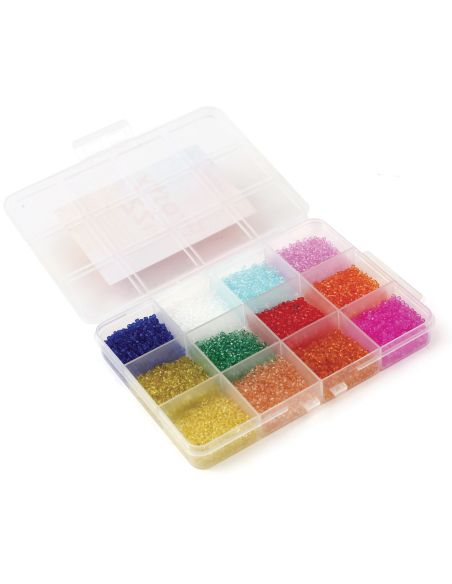 Conjunto de 12 cores de missangas de vidro 2 mm - Acid Candy