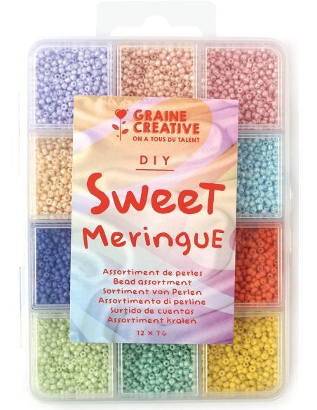 Conjunto de 12 cores de missangas de 2 mm - Sweet Meringue