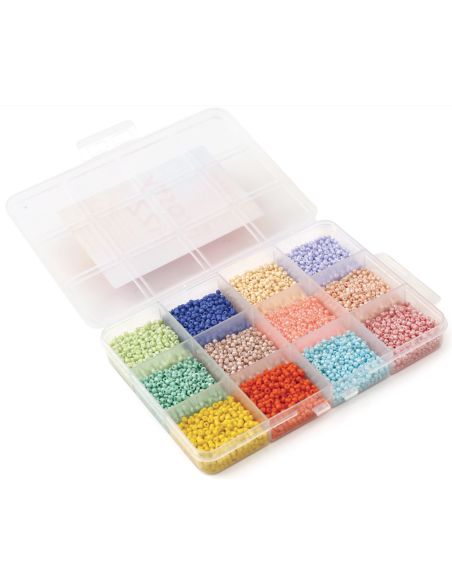 Conjunto de 12 cores de missangas de 2 mm - Sweet Meringue