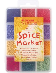 Conjunto de 12 cores de missangas de vidro 2 mm - Spice Market