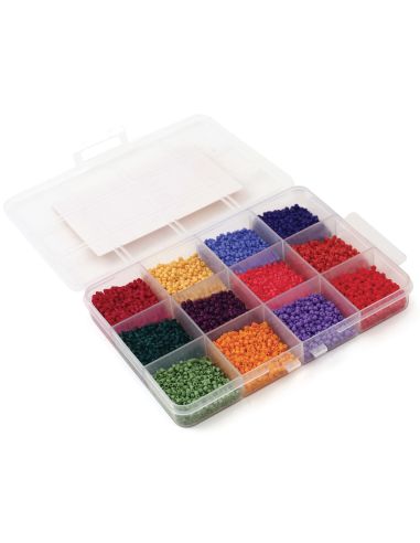 Conjunto de 12 cores de missangas de vidro 2 mm - Spice Market