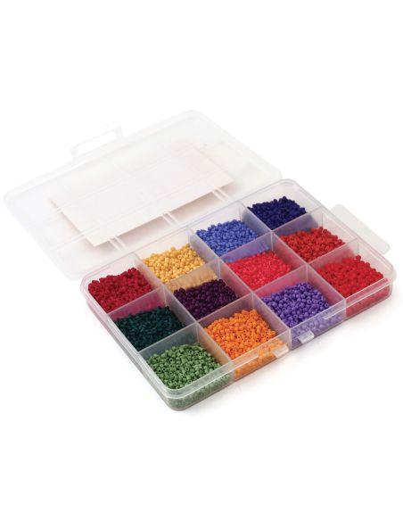 Conjunto de 12 cores de missangas de vidro 2 mm - Spice Market
