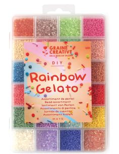 Conjunto de 24 cores de missangas de vidro 2 mm - Rainbow Gelato