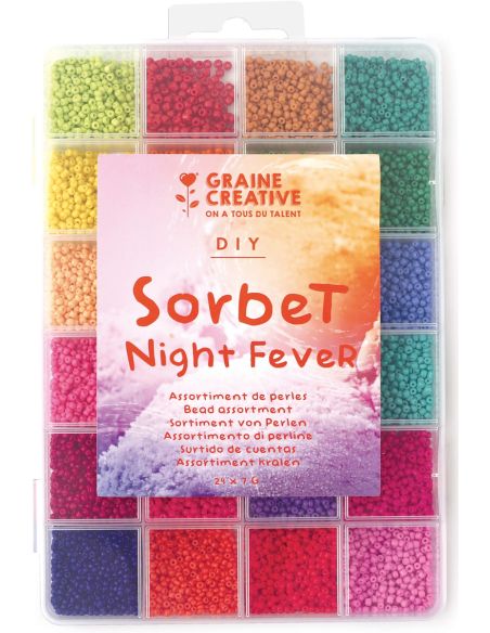 Conjunto de 24 cores de missangas de vidro 2 mm - Sorbet Night Fever
