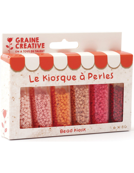 Le kiosque à perles 6 coloris de perles de rocailles 2 mm - Lipstick