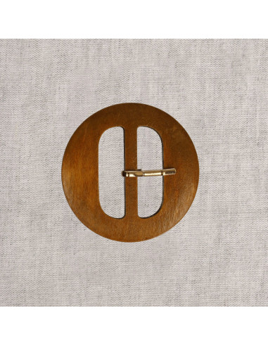 Boucle de ceinture ronde pleine en bois naturel ajouré – 5 cm