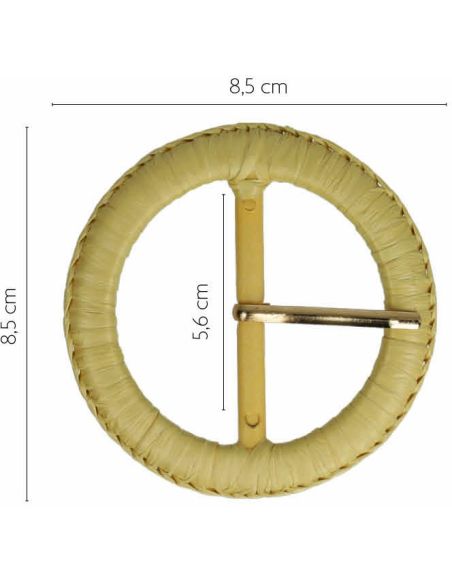 Fivela de cinto redonda estilo fibra natural lisa – 5 cm