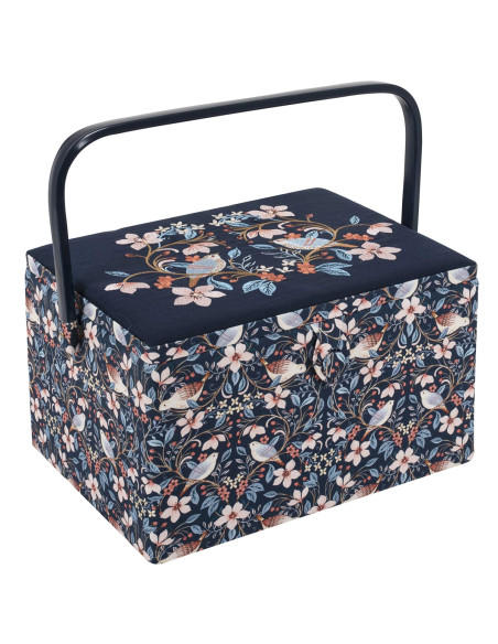 Caixa de costura com bordado - Pássaros em flores