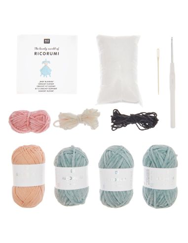 Kit de crochê para manta de pelúcia - Elefante