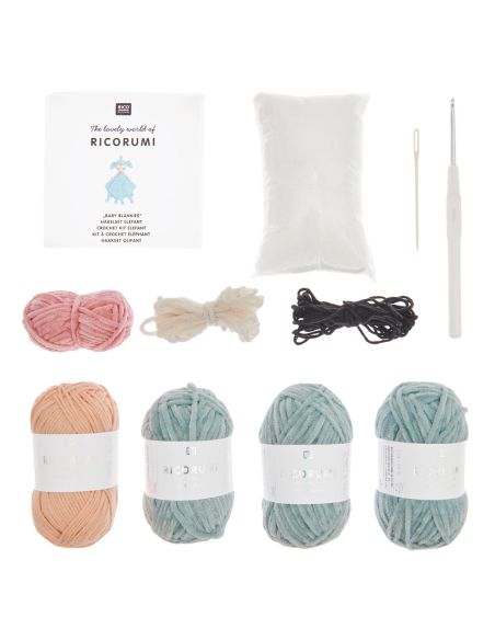 Kit de crochê para manta de pelúcia - Elefante
