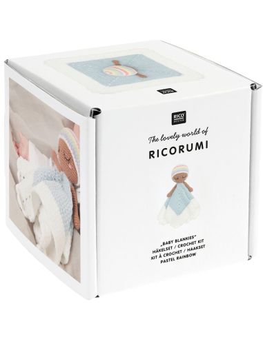 Kit de crochê para cobertor de pelúcia - Arco-íris pastel