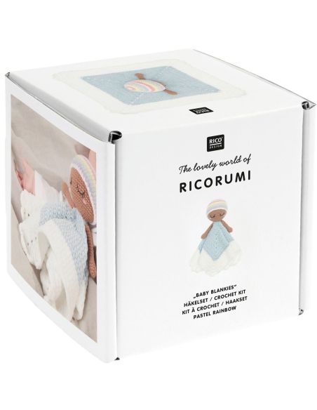 Kit de crochê para cobertor de pelúcia - Arco-íris pastel