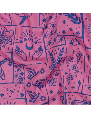 Tecido popelina de algodão - Mystic fundo rosa