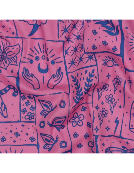 Tecido popelina de algodão - Mystic fundo rosa