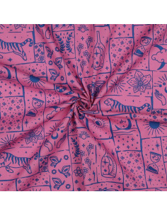 Tecido popelina de algodão - Mystic fundo rosa