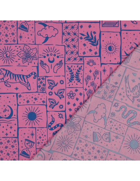 Tecido popelina de algodão - Mystic fundo rosa