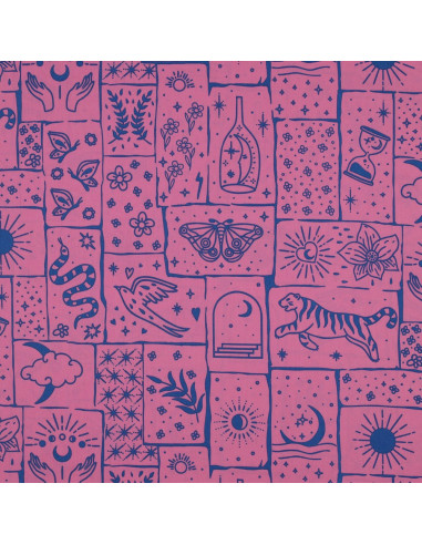 Tecido popelina de algodão - Mystic fundo rosa