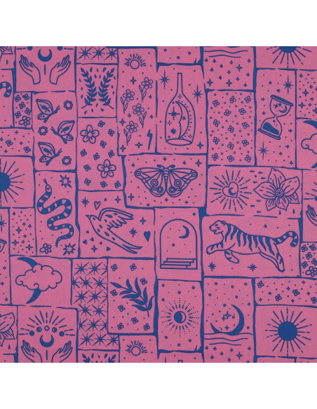 Tecido popelina de algodão - Mystic fundo rosa