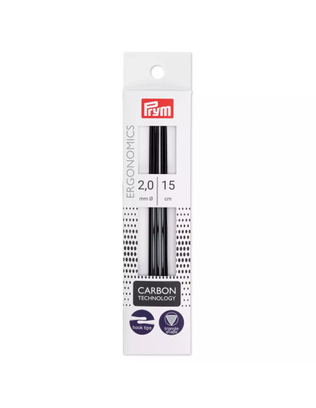 Agulhas de tricô de duas pontas em carbono Prym Ergonomics
