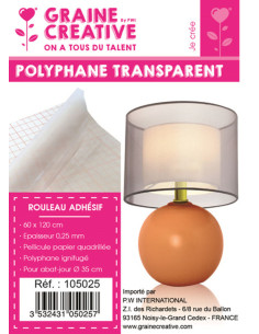 Rolo de polifano adesivo quadriculado - Transparente