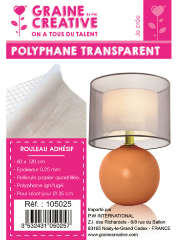 Rolo de polifano adesivo quadriculado - Transparente