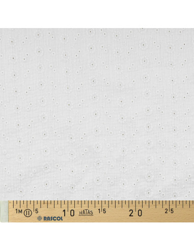 Tecido de gaze dupla de algodão bordado Suzy - Branco