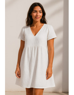 Tecido de gaze dupla de algodão bordado Suzy - Branco 2