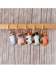 Conjunto de 5 marcadores de malha - Pequenos gatos manga 2